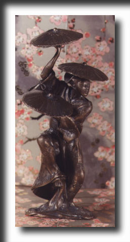 Japanese Festival Dancer (7 in), bronze, samurai, Japan, figure sculpture, fine art, figurines, resin