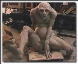 Gollum, from Lord of the Rings, figure sculpture,figure sculptor,sculptor,figurines,movie props,film,motion picture props,theme parks,hotels,museums,commercial sculpture,foam sculpting,museums,stuart land,studiosl