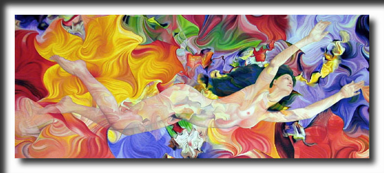 Immersion, digital painting, surreal painting, fantasy art, nudes, painting, illusion