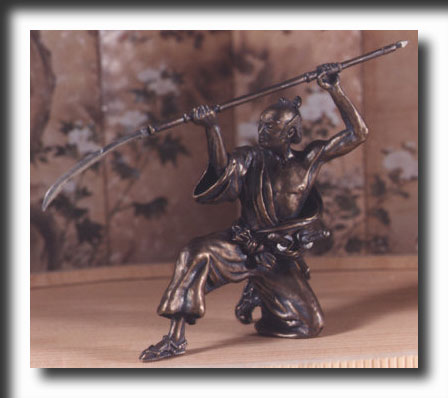 Naginata (5 in), bronze, sterling blade, pike and swords, samurai, japanese, japan, figure sculpture, fine art, figurines, bronze, resin