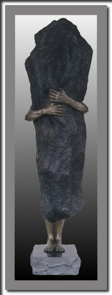Pinder {front}(half life-size, 46 in), bronze, black granite base, sculpture, figure sculpture, fine art, women, figurines, nudes, bronze, resin
