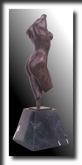 torso (approx 13 in), bronze, marble, sculpture, figure sculpture, fine art, women, figurines, nudes, bronze, resin